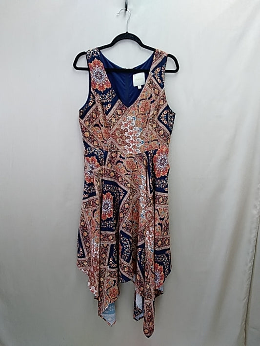 MODCLOTH Floral Paisley-like Geometric Design Tank Dress with pockets - L