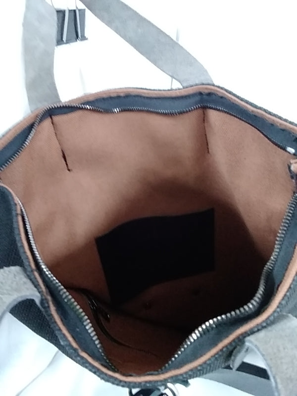 NWOT- MAISONMOW Black Backpack Shopper Bag - Leather, Nylon/ Canvas
