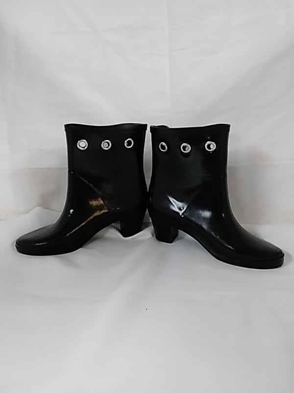 KATE SPADE Black Rubber Rain Short Heeled Boots Women's Size 6