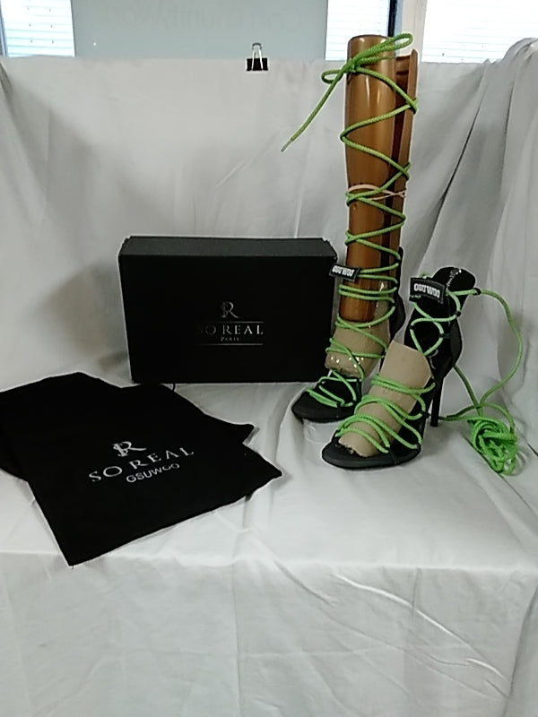 NWT- SO REAL of PARIS G$UWOO Women's High Heel Exotic Lace Up Sandals Size 9