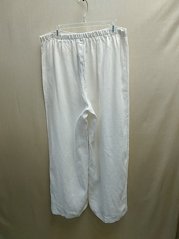 NWT- BRYN WALKER Linen Pants Long Full Wide Leg Cream Women's Size L
