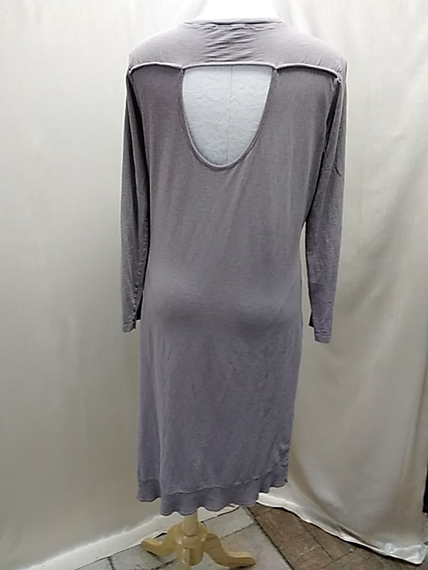 JOH Long Sleeve Scoop Neck Taupe Cotton Dress - Size: X-Large