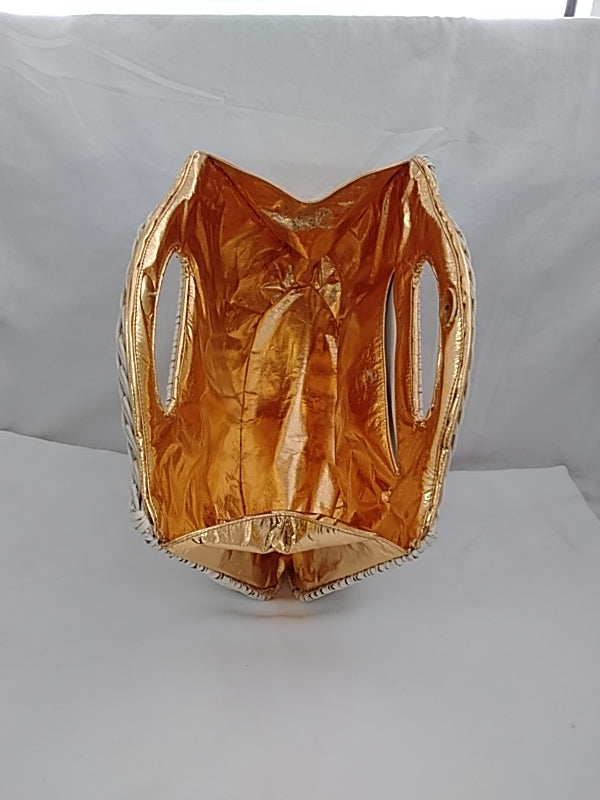 Rare HTF Vintage KORET White Wicker and Gold Snap Clutch Top Handle Purse (flaws)
