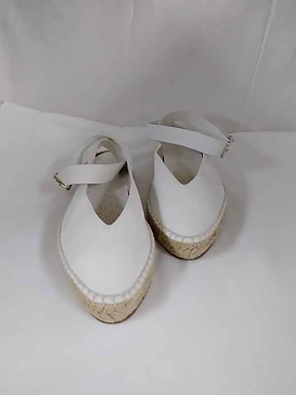 Stuart Weitzman Toga Off White Arizona Leather Espadrille Ankle Strap Flats - Size 7 W
