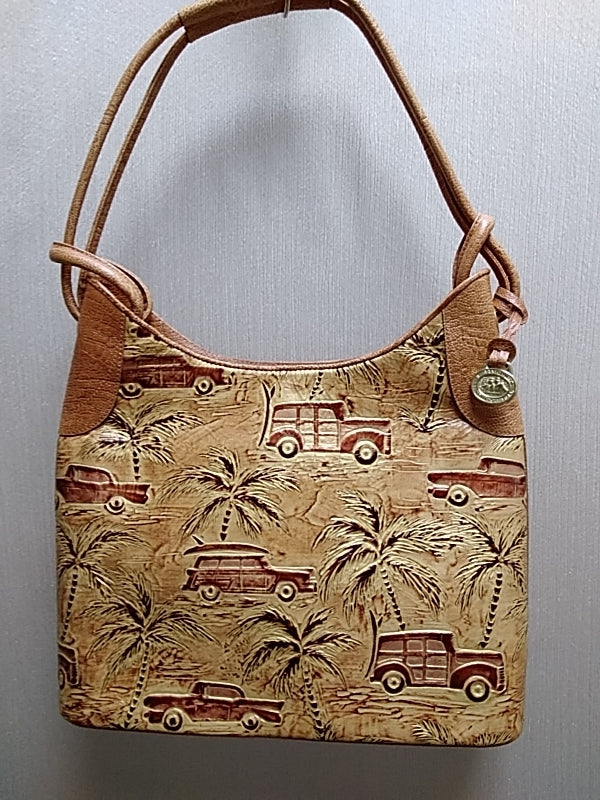 NWOT- BRAHMIN Copa Cabana Brown Leather Embossed Satchel Bag Purse