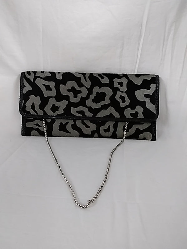 Vintage Carlos Falchi Animal Print Pony Hair with Chain Envelope Style Handbag