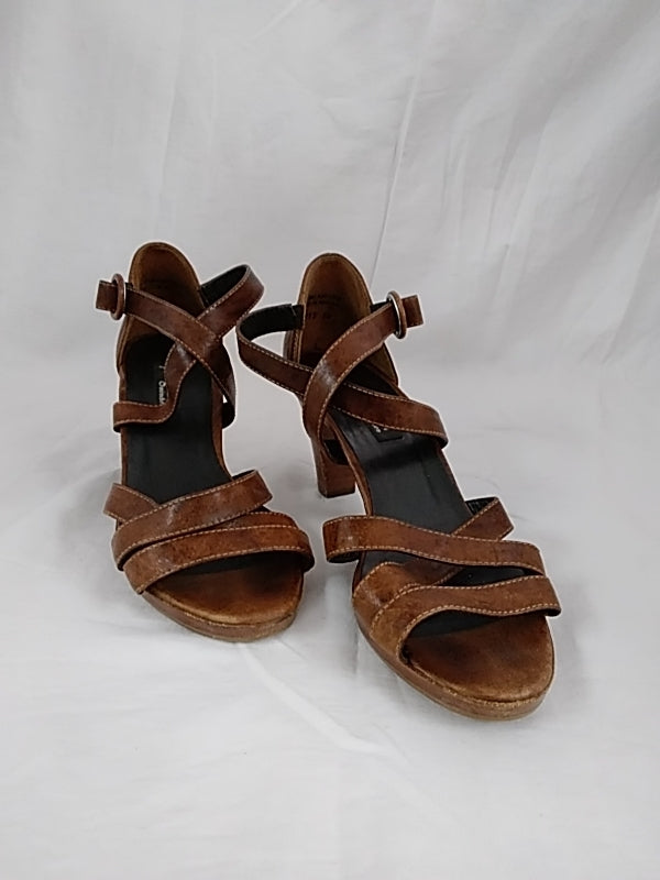 PAUL GREEN Brown Leather Strappy Heeled Sandals Women's Size 9