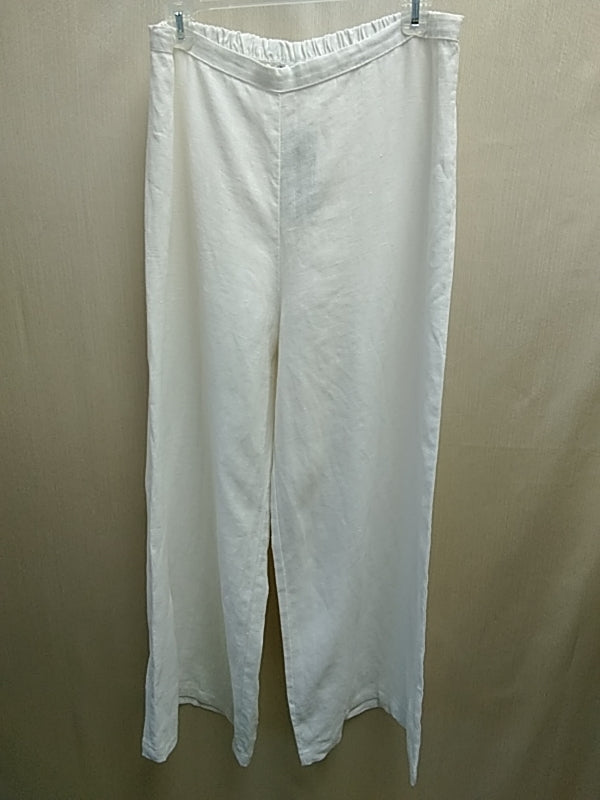NWT- BRYN WALKER Linen Pants Long Full Wide Leg Cream Women's Size L