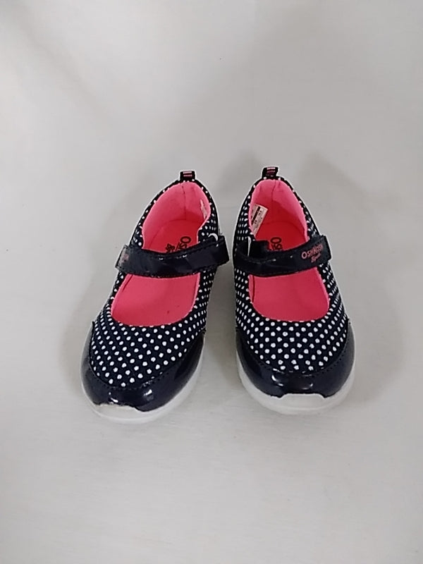 OSHKOSH Navy and White Polka Dot Mary Jane Shoes Girls/ Toddler Size 8