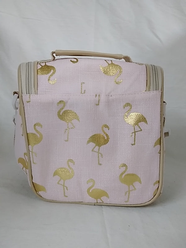 NWT- NATURAL ELEMENTS Pink and Gold Flamingos Insulated Cooler Bag- Lunch Tote