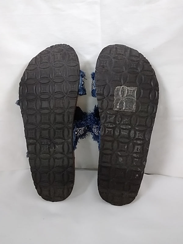 MUK LUKS Eloise Denim Straps Cork Jeweled Boho Sandals Slides Women's Size 9 LNWOB