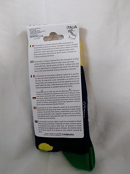 NEW - MEIA MANIA navy yellow Italia Limoncello Crew Socks - 35/38 | US 3-5 1/2