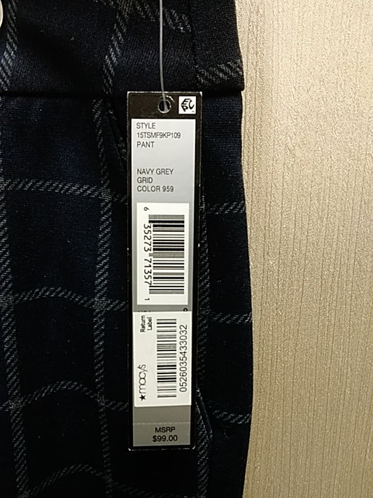 NWT - Tahari navy gray Grid Check Dress Pants - 8