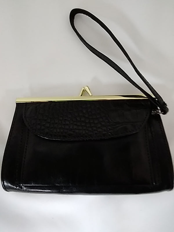 BRAHMIN Black Leather Wristlet Purse