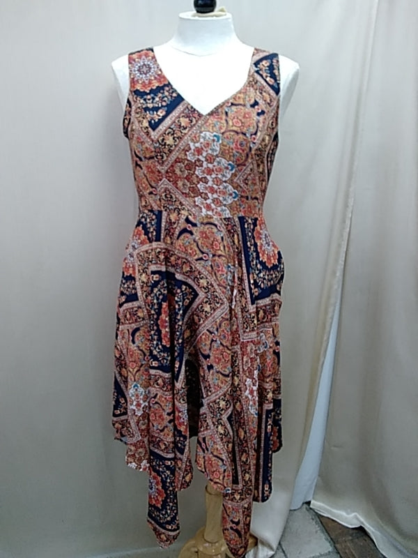 MODCLOTH Floral Paisley-like Geometric Design Tank Dress with pockets - L
