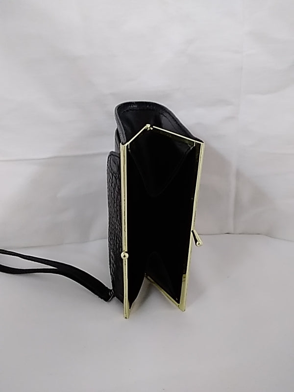 BRAHMIN Black Leather Wristlet Purse
