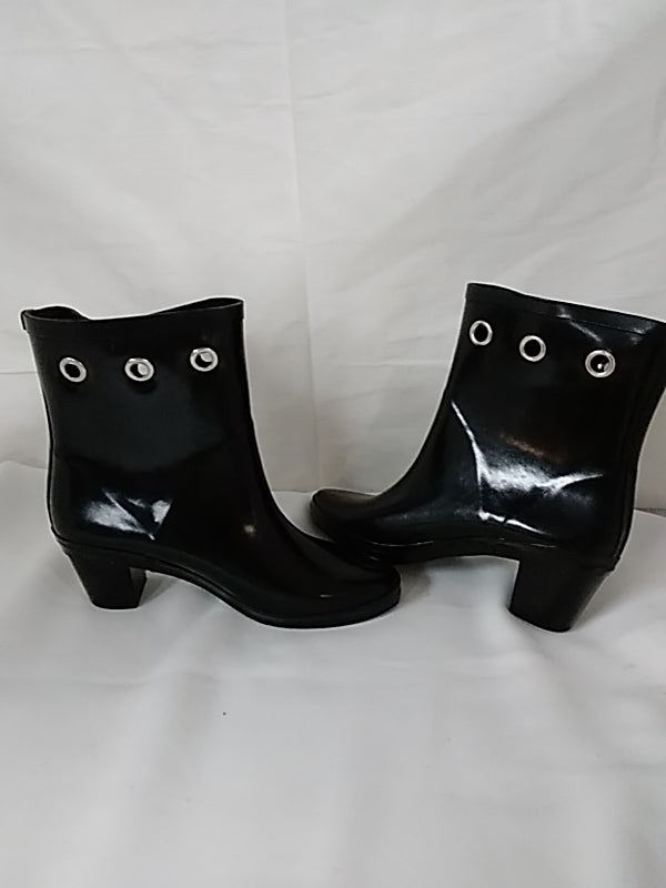 KATE SPADE Black Rubber Rain Short Heeled Boots Women's Size 6