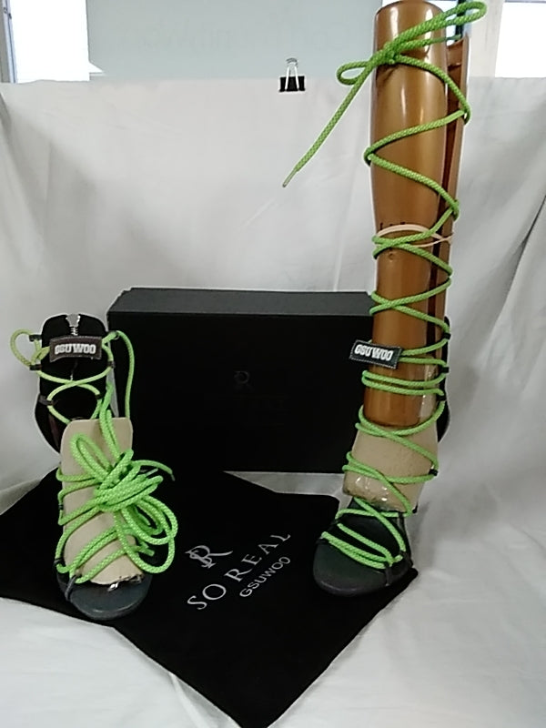 NWT- SO REAL of PARIS G$UWOO Women's High Heel Exotic Lace Up Sandals Size 9