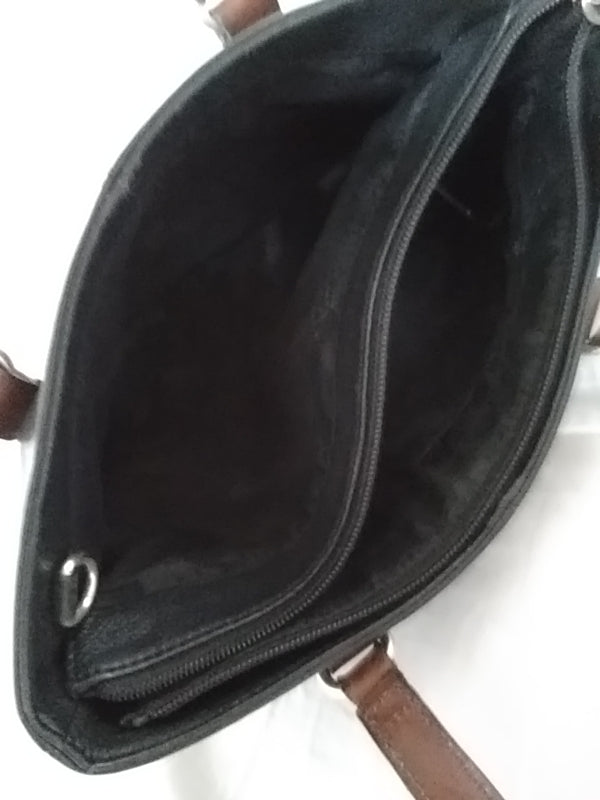 Fossil Black & Brown Leather Handbag #ZB7013 (missing crossbody strap)