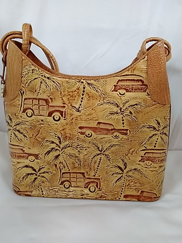 NWOT- BRAHMIN Copa Cabana Brown Leather Embossed Satchel Bag Purse
