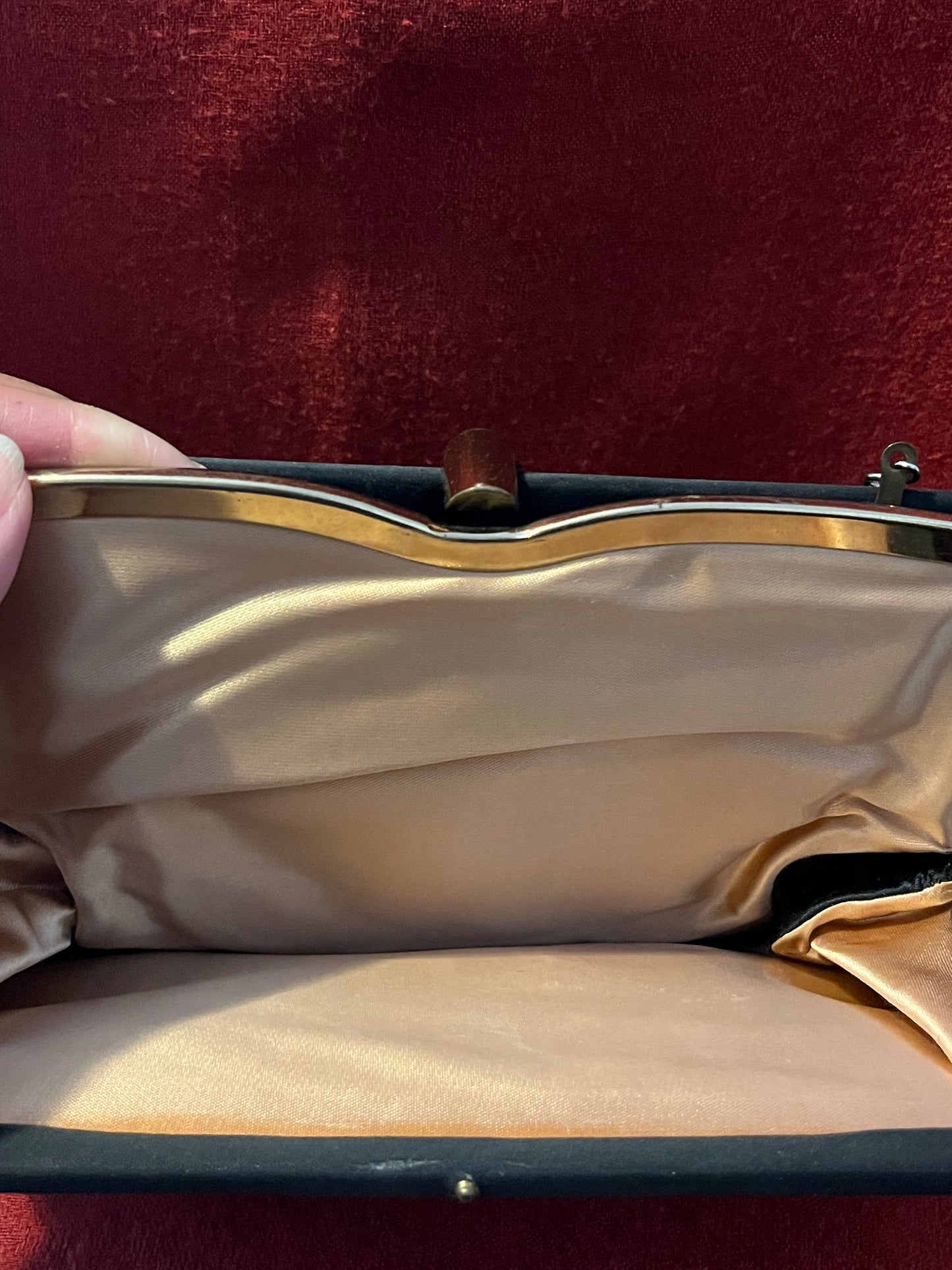 Vintage Black Satin Evening Bag