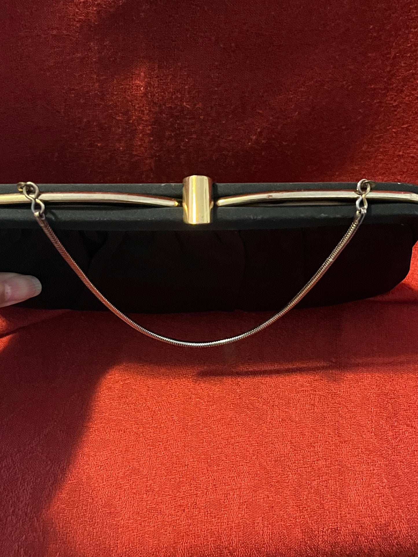 Vintage Black Satin Evening Bag
