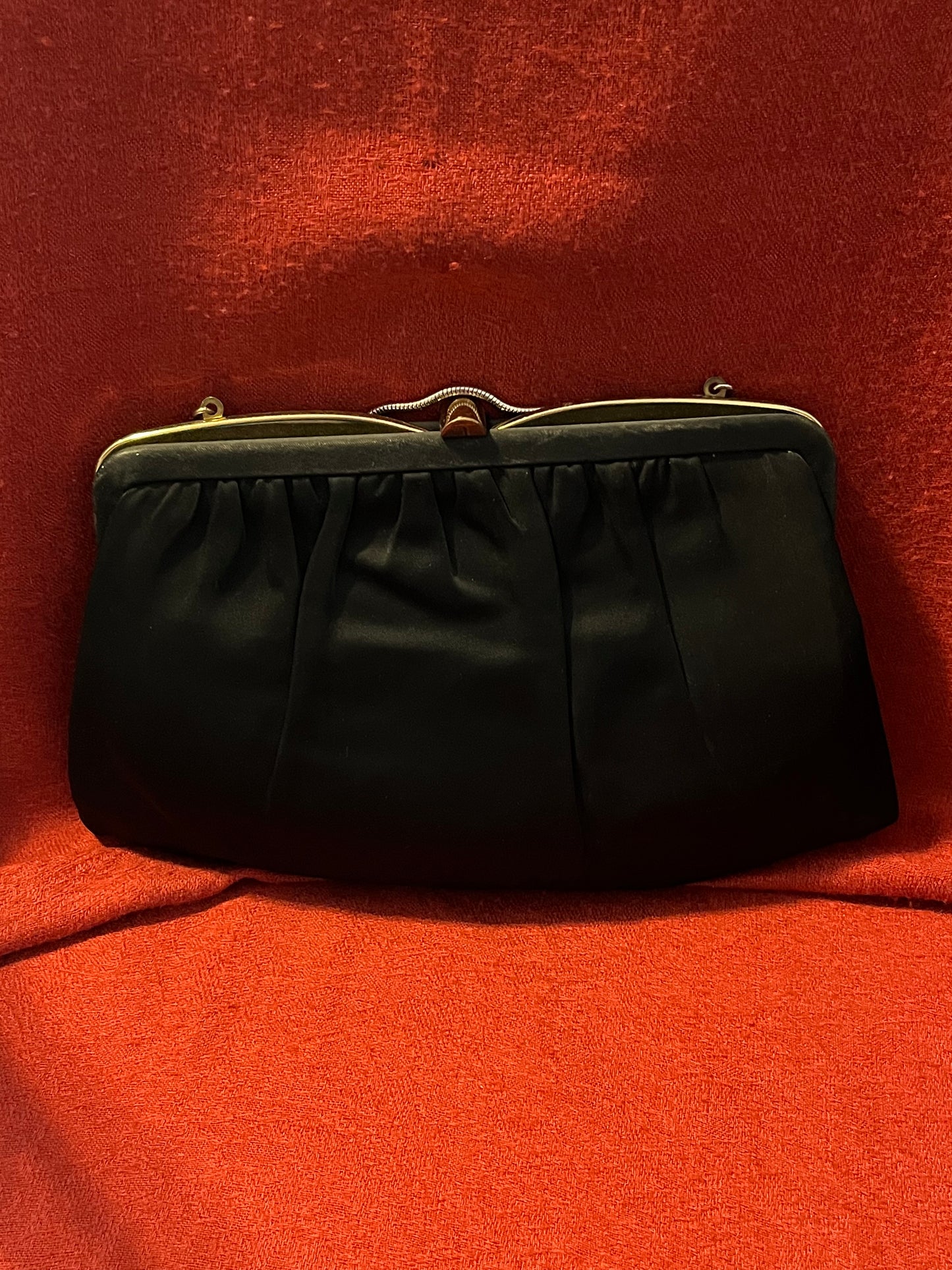 Vintage Black Satin Evening Bag
