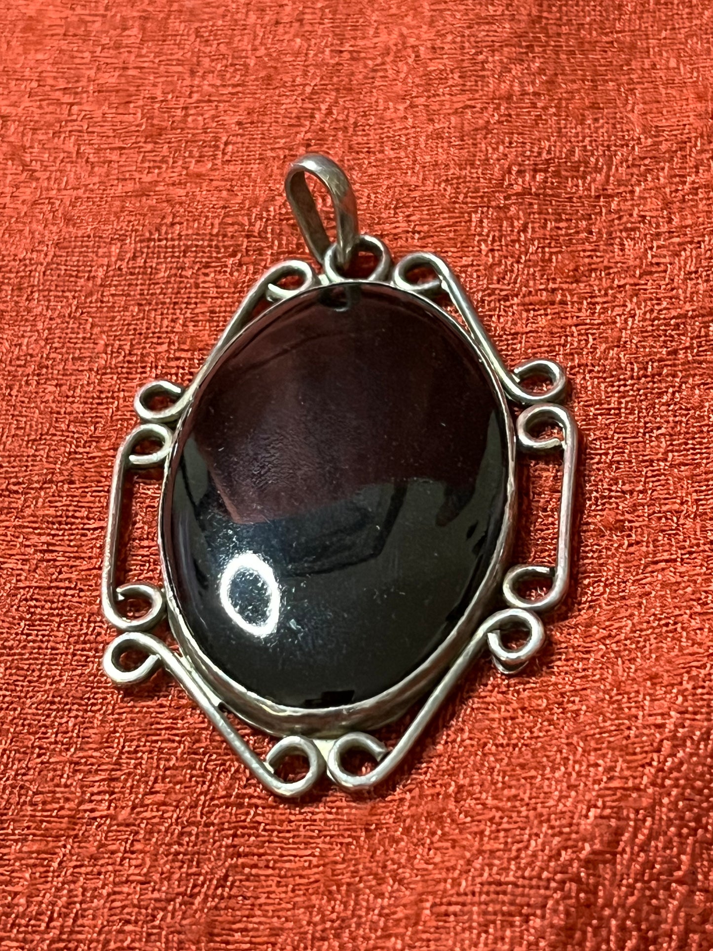 Black Onyx Pendant and Sterling Choker