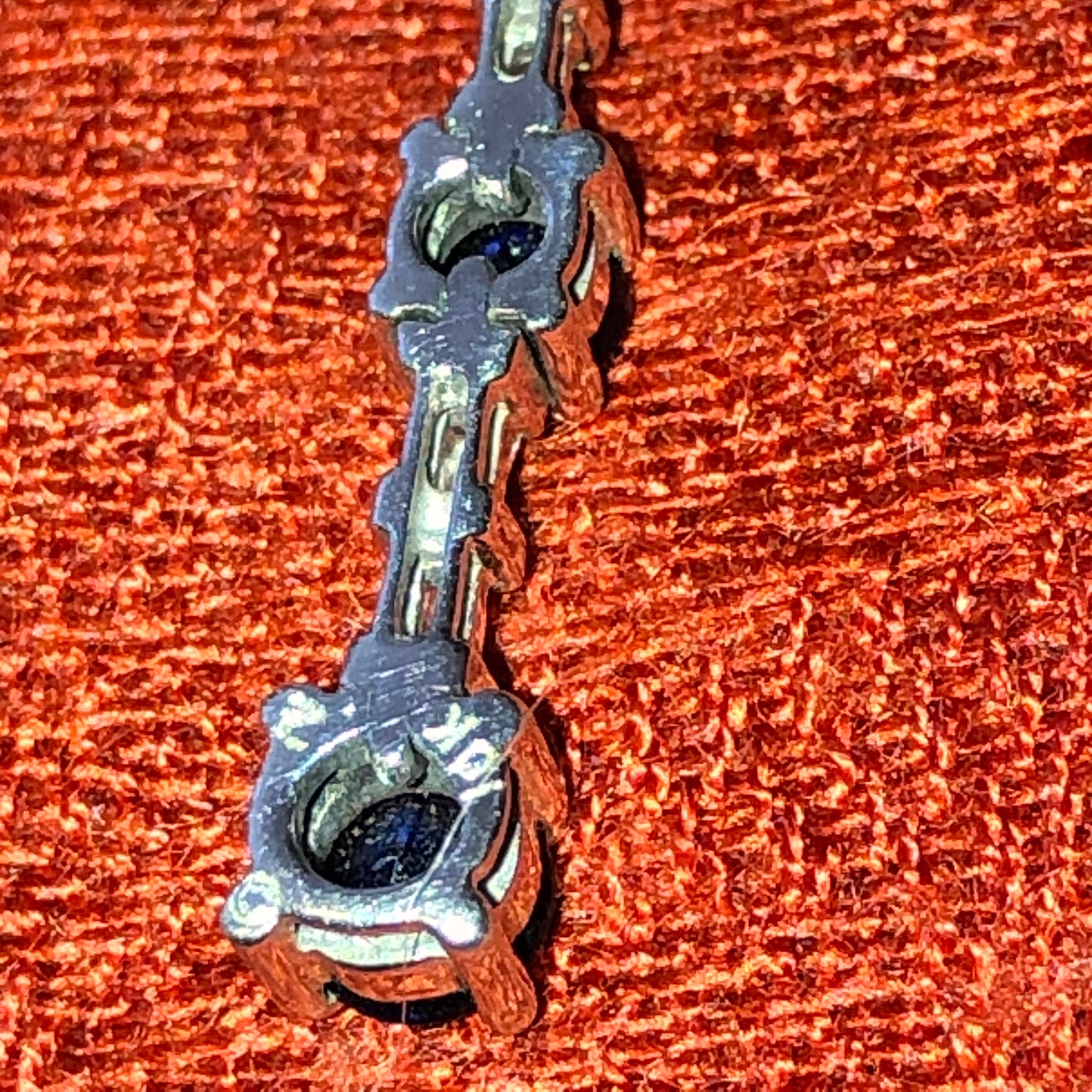 10K White Gold Diamond and Sapphire Necklace-18 Inches