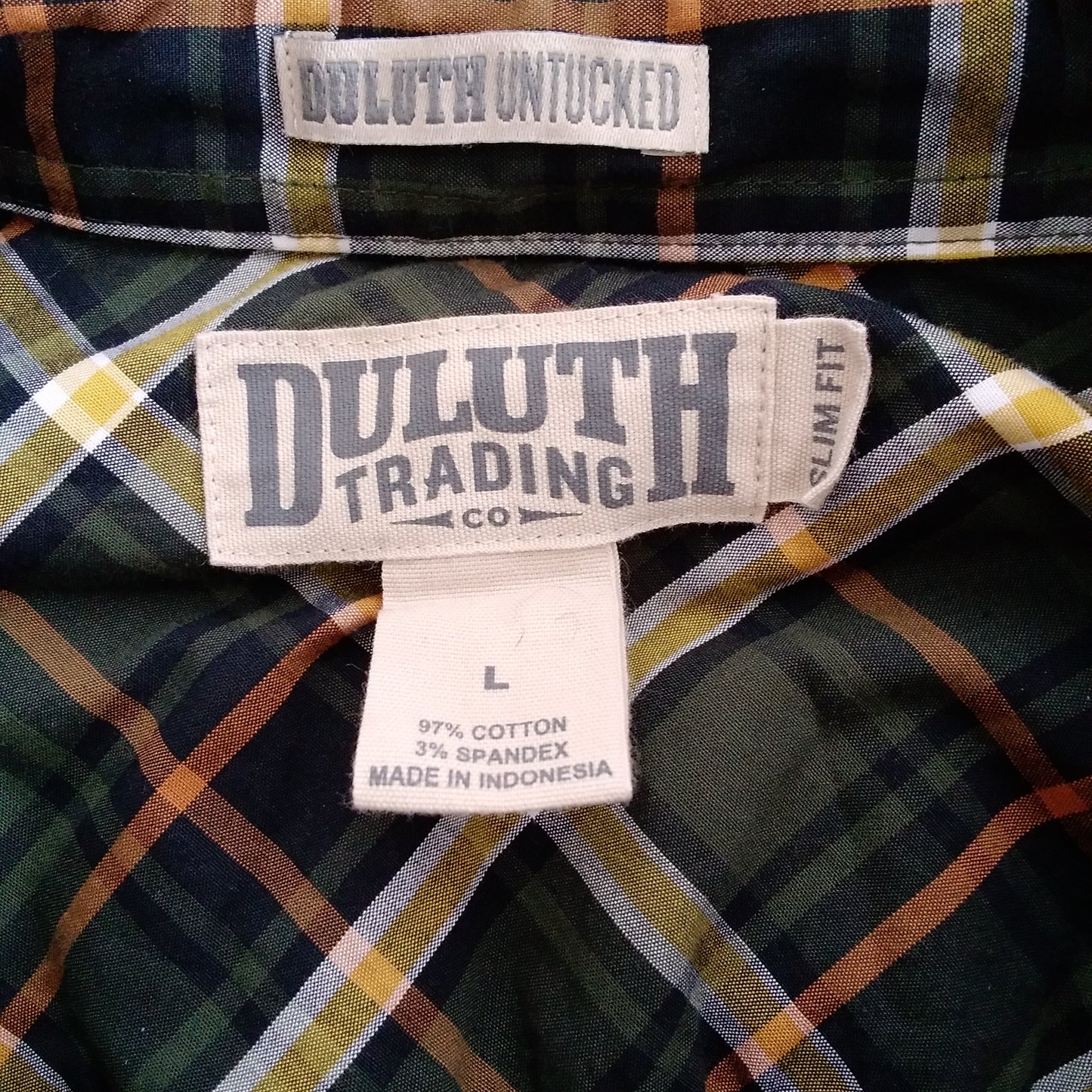 Duluth Trading Company green plaid Long Sleeve Shirt - L