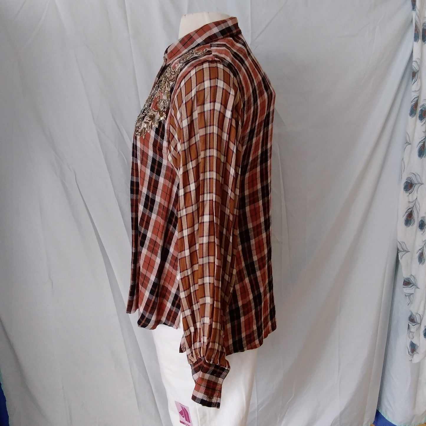 Free People - Women's Copper Plaid Shirt - Size S - NWT