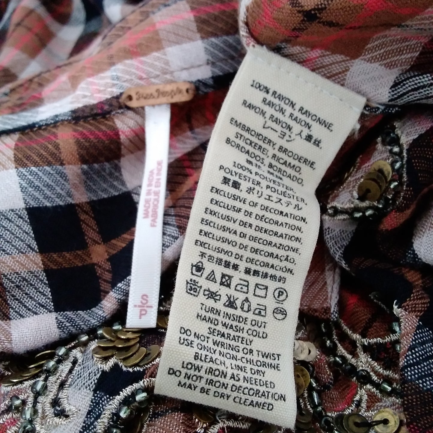 Free People - Women's Copper Plaid Shirt - Size S - NWT