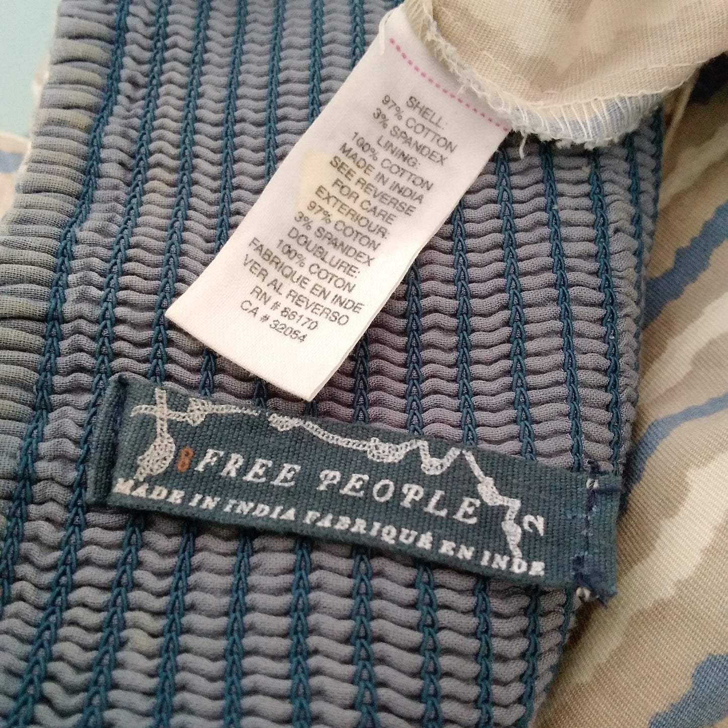 Free People Blue White Grey Sleeveless Mini Dress - 2