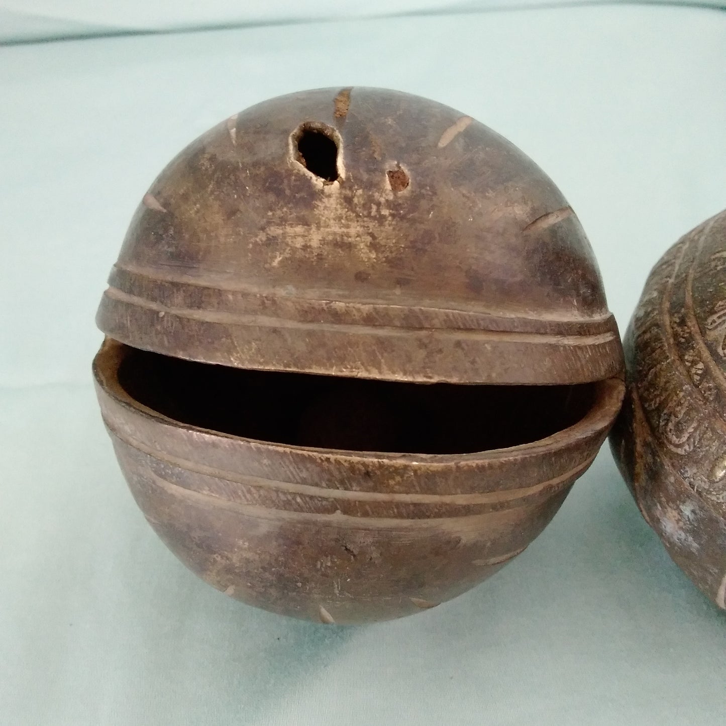 Antique Hand Carved Solid Brass Cow/Camel Bell - Set of 3