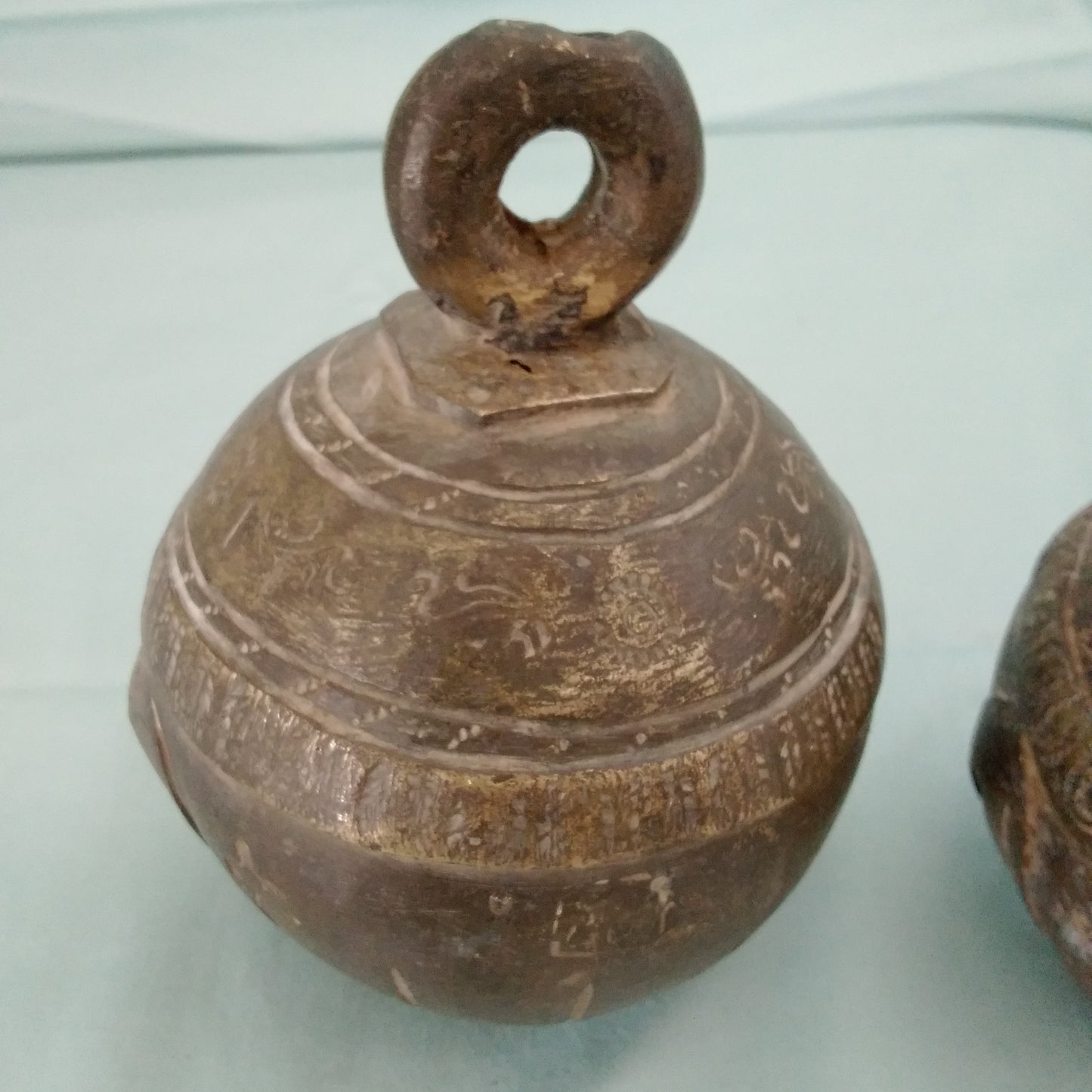 Antique Hand Carved Solid Brass Cow/Camel Bell - Set of 3