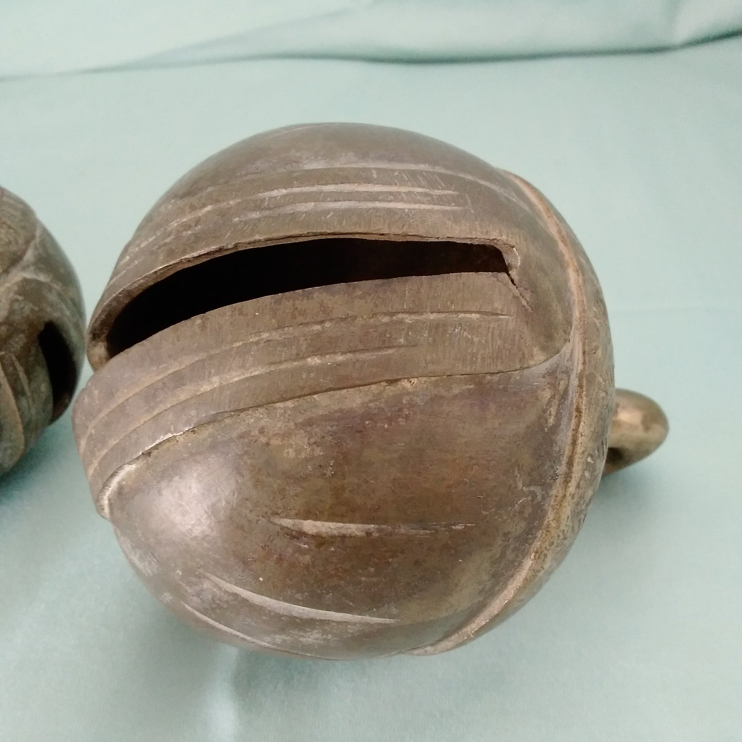 Antique Hand Carved Solid Brass Cow/Camel Bell - Set of 3