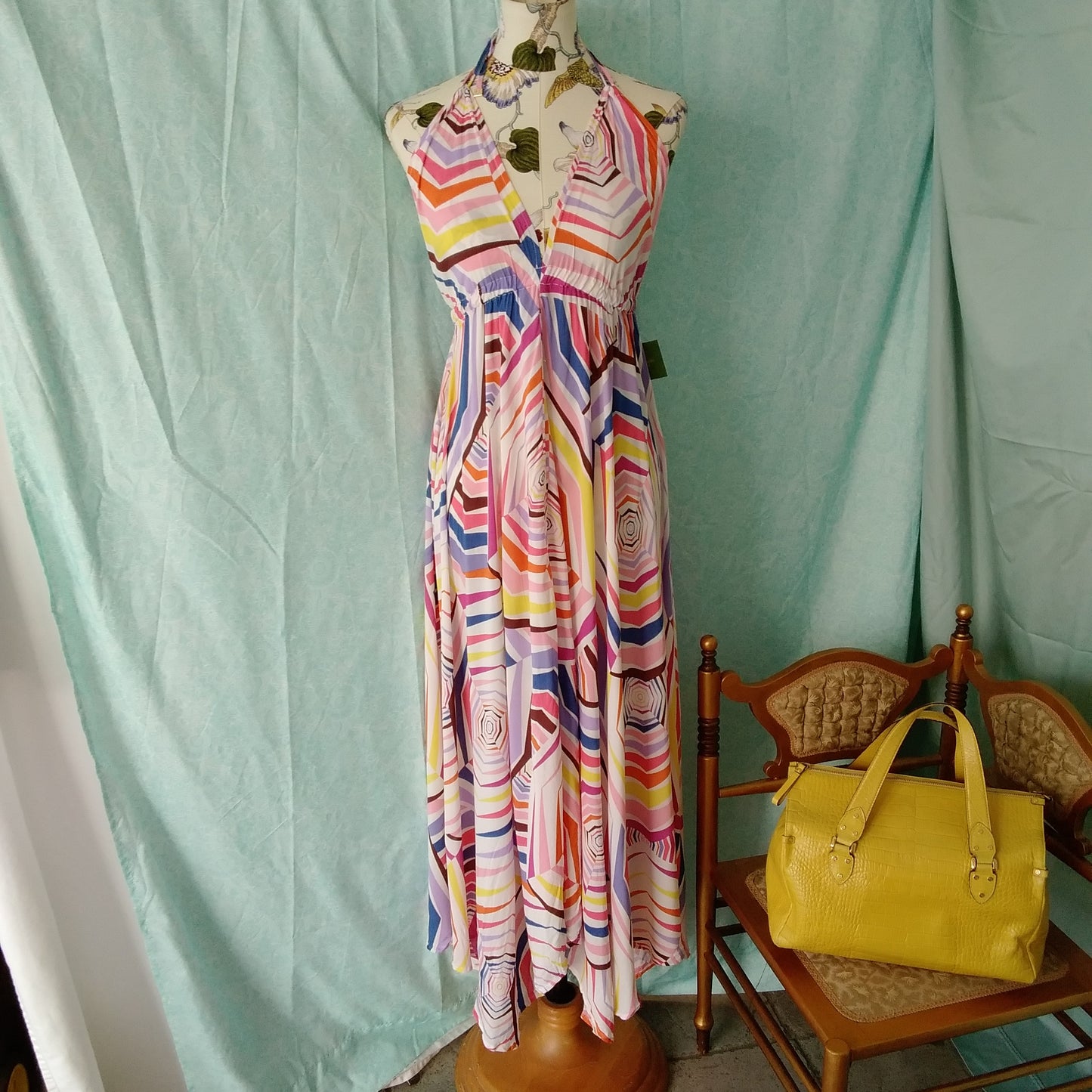 NWT - KATE SPADE multicolor Halter Maxi Dress - S
