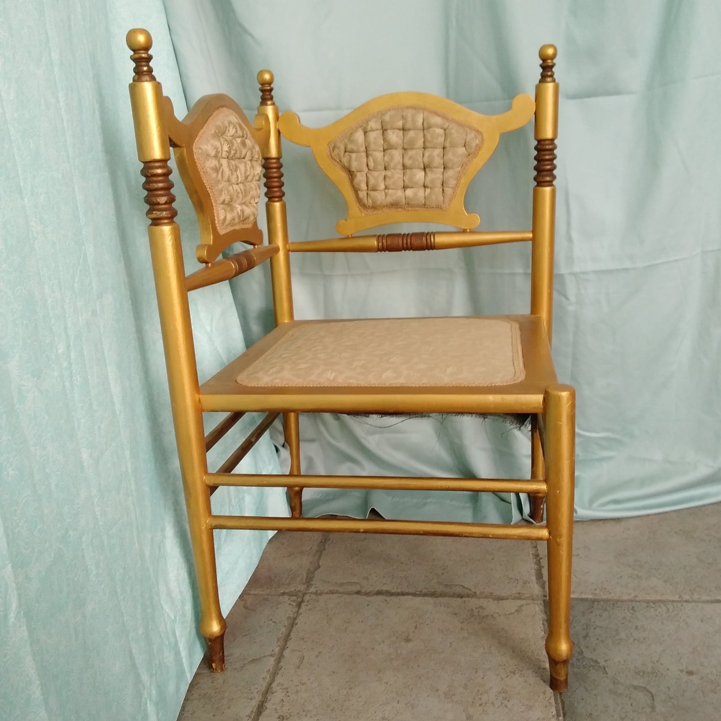 Antique Corner Chair Painted Gold