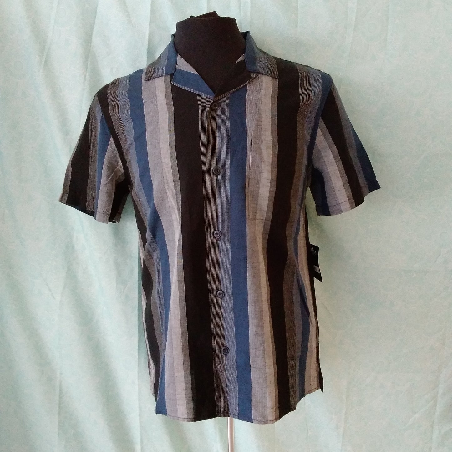 Lucky Brand Men's Blue Striped Short Sleeve Shirt NWT- Size S