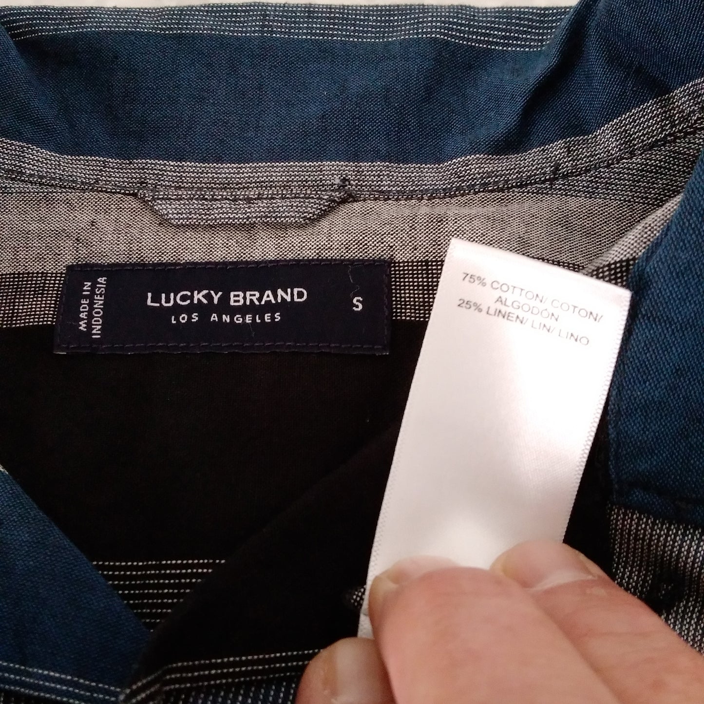 Lucky Brand Men's Blue Striped Short Sleeve Shirt NWT- Size S