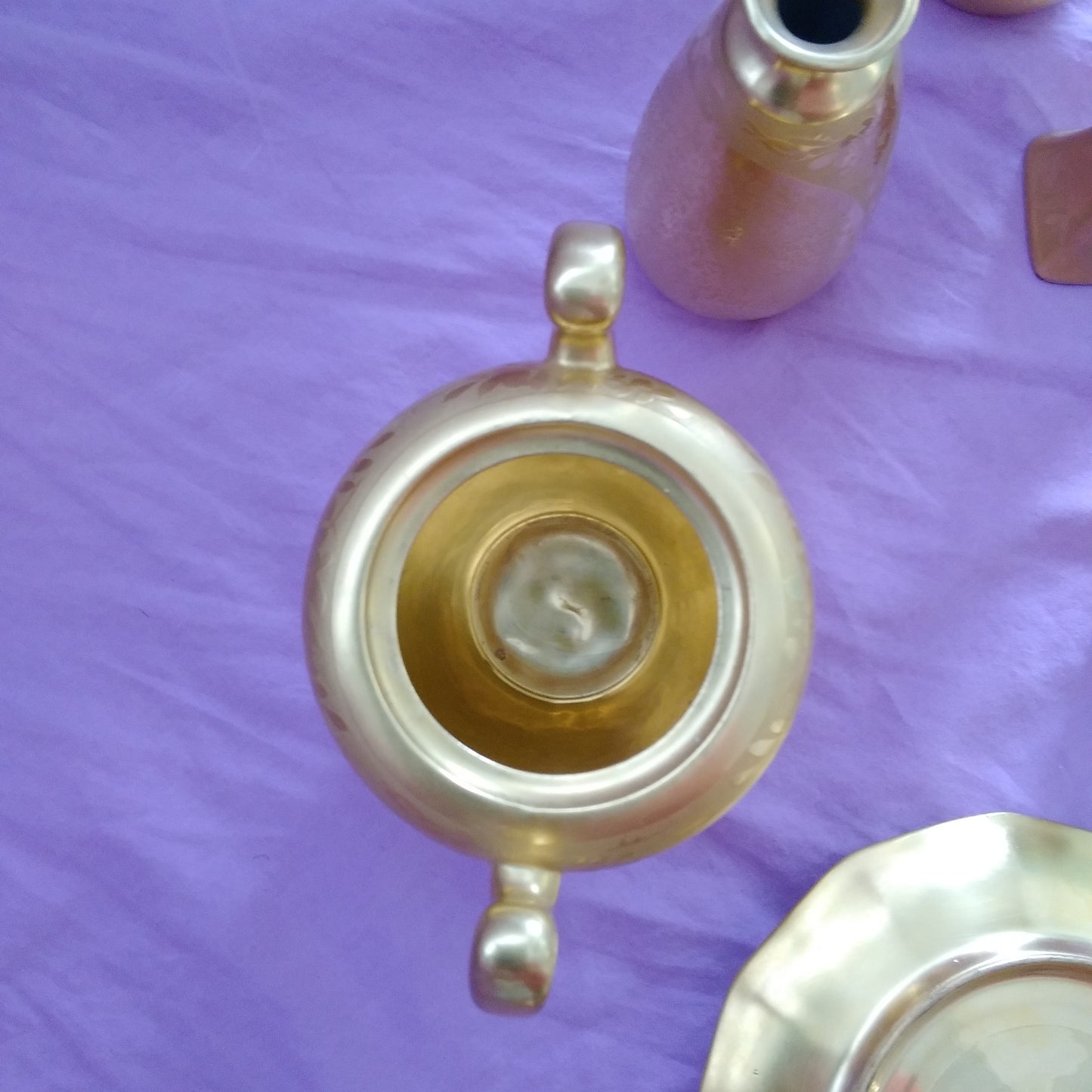 Vintage Gold Encrusted Etched Porcelain 10 piece Set - Flower Design