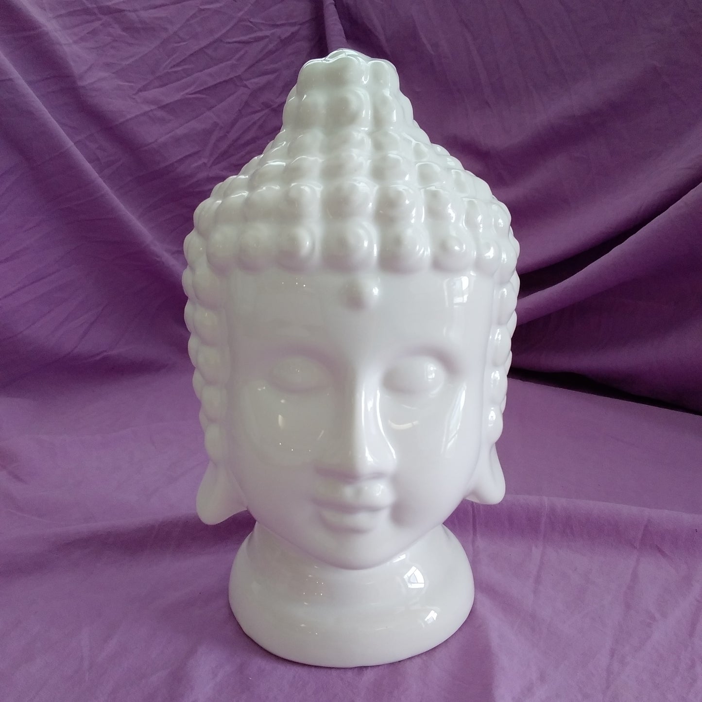 White Ceramic Buddha Head - 5.5" wide 9.5" Tall