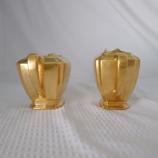 Pickard Gold Mid-Century Sugar and Creamer