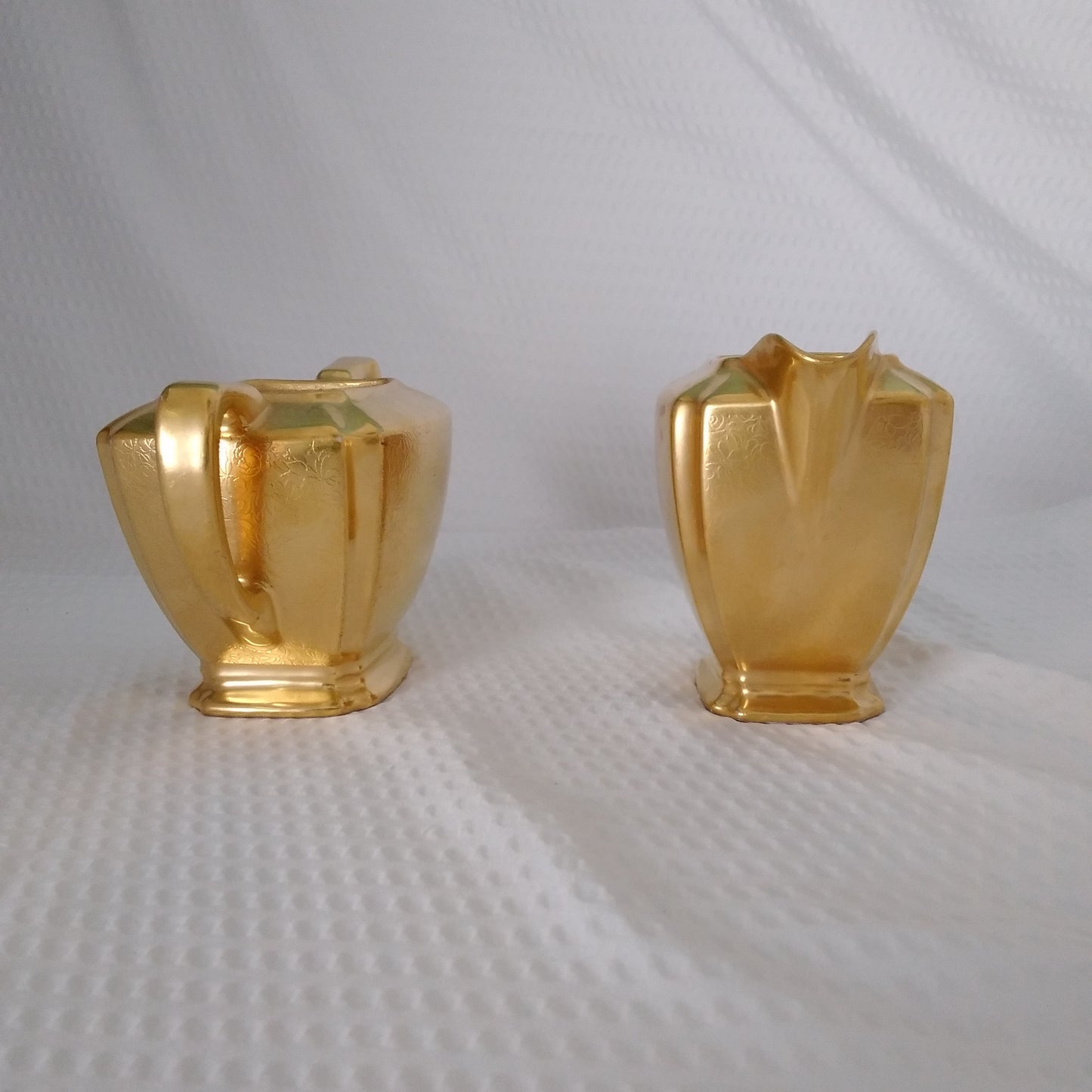Pickard Gold Mid-Century Sugar and Creamer