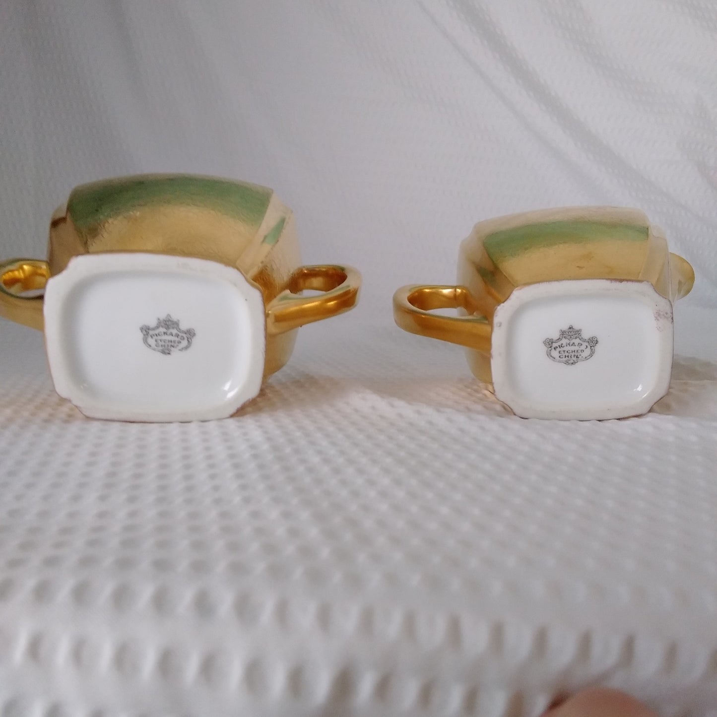 Pickard Gold Mid-Century Sugar and Creamer