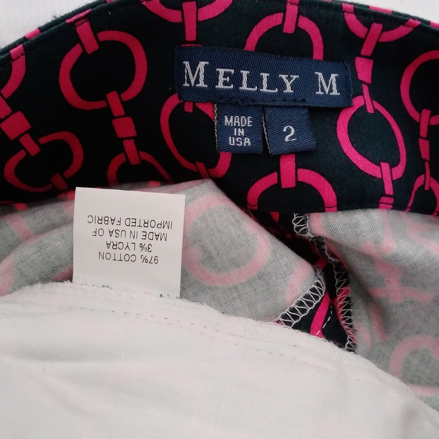 Melly M Women's Black and Pink Chain Print Pants- Size 2