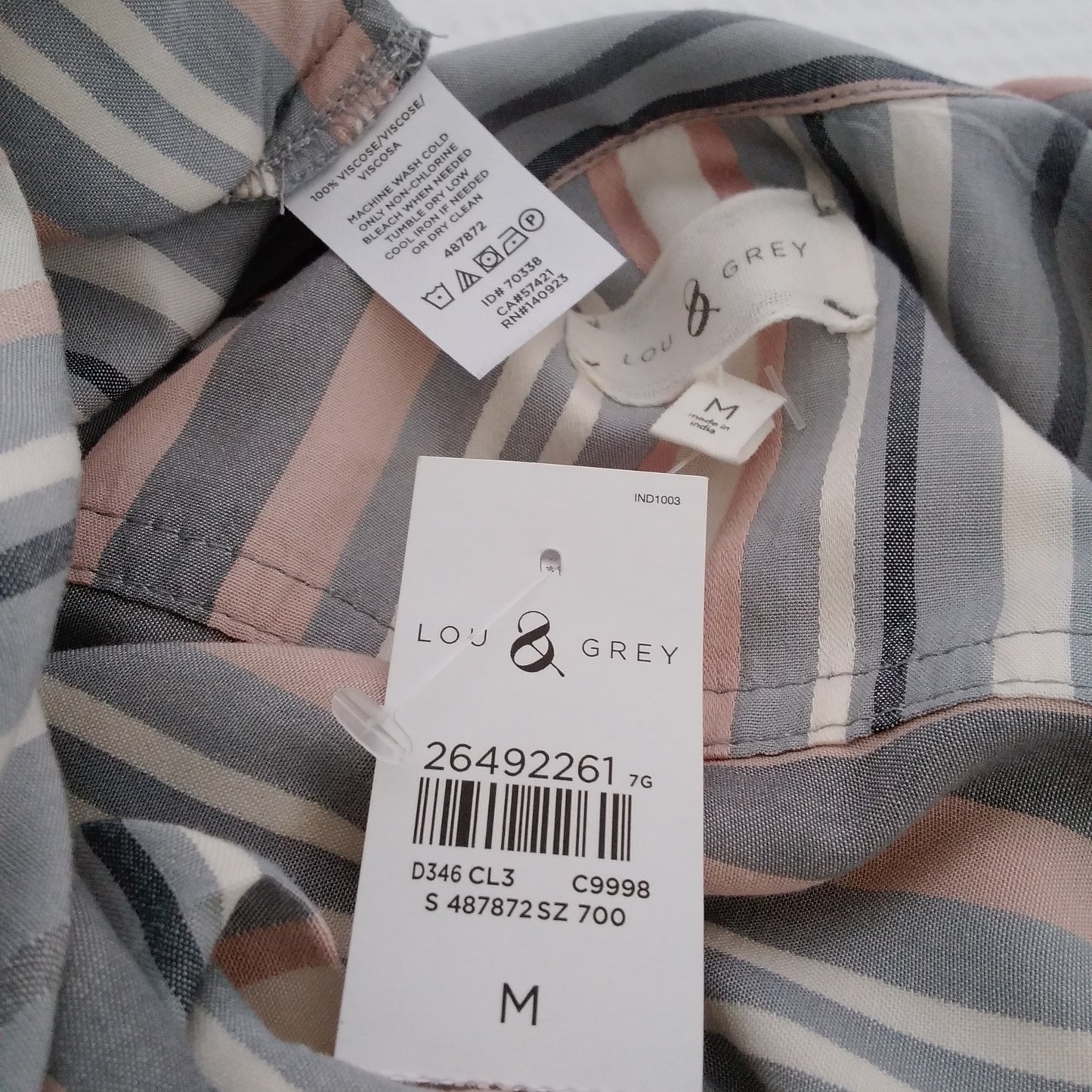 NWT - Lou & Grey Striped Long Sleeve V-Neck Blouse - M