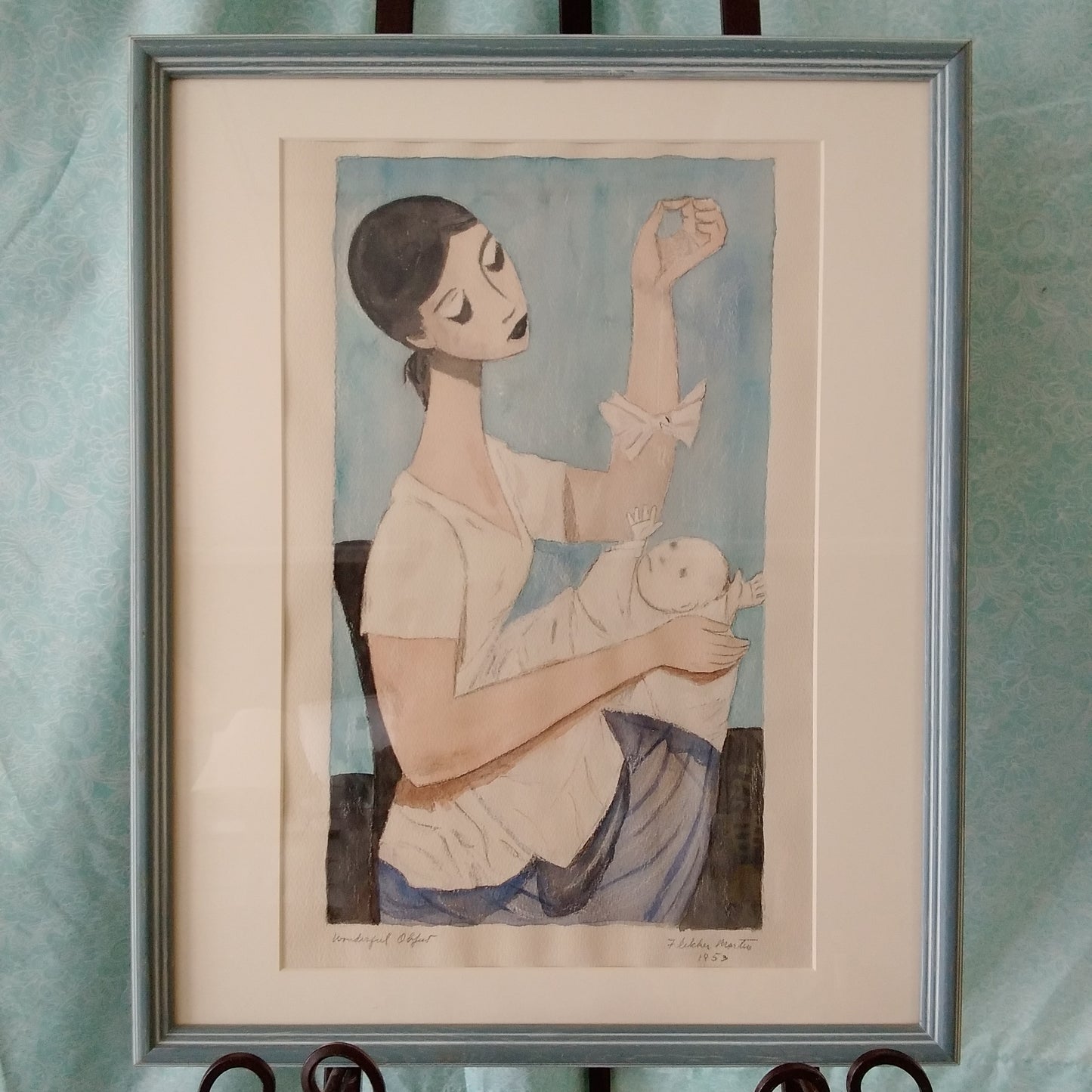 Rare - Wonderful Object - Original Painting Signed by Artist Fletcher Martin 1953