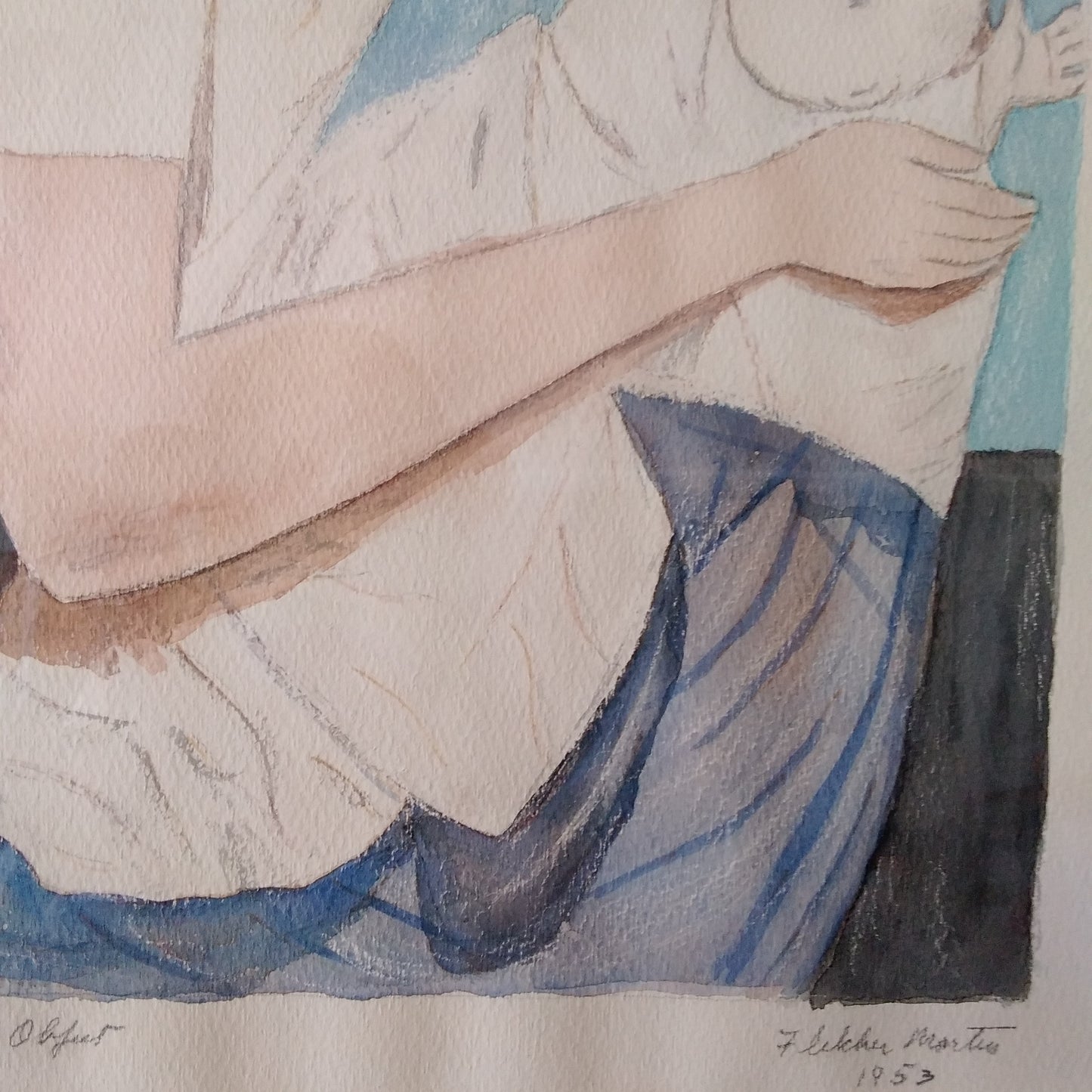 Rare - Wonderful Object - Original Painting Signed by Artist Fletcher Martin 1953