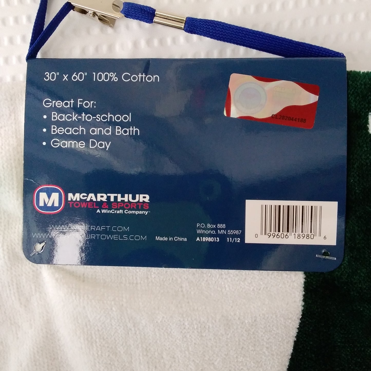 Michigan State Beach and Dorm Towel - NWT